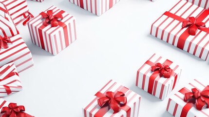 Fototapeta premium Gift box flat top view. Christmas and New Year surprise gift box. generative ai