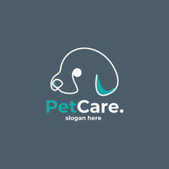 Pet care line art logo design inspiration. Vector Illustration