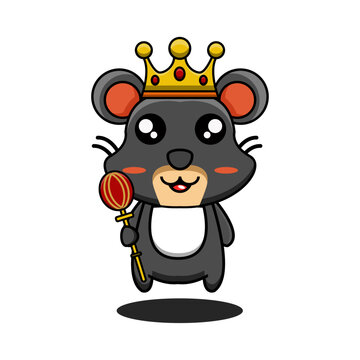 cute vector illustration of a rat king