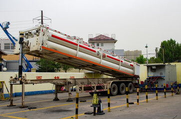 Fototapeta premium Mobile gas refueller for the transportation of compressed natural gas CNG