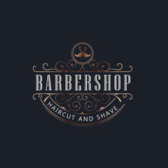 Barber shop logo design with retro vintage style logo