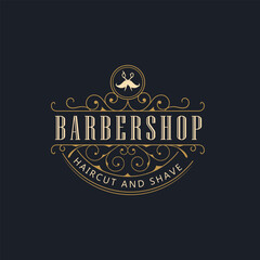Barber shop logo design with retro vintage style logo