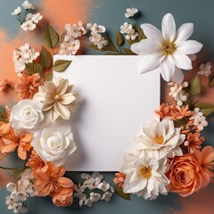 Floral background invitation and wedding cards with copy space