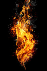 Fototapeta premium Realistic fire, black background,Generative AI