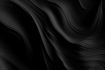 Black matte texture waves background with copy space. Generative AI