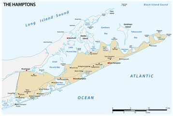 Vector map of The Hamptons region at the east end of Long Island, New York, United States Kopie - obrazy, fototapety, plakaty