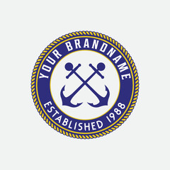  anchor logo with Marine retro emblems logo vector illustration