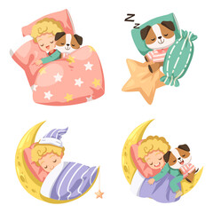 Vector cartoon illustration sleeping concept. Adequate sleep is the best rest.