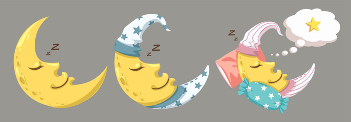 Vector cartoon illustration sleeping concept. Adequate sleep is the best rest.