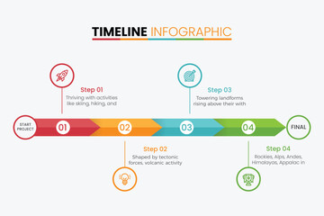 Business abstract concept timeline arrows. Infographic timeline template business concept with 4 options for your presentation.