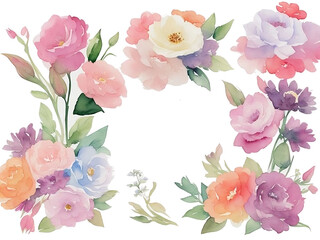 Obraz na płótnie Canvas Watercolor flower frame