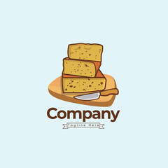 Sopa Paraguaya Cake Food Illustration Vector Logo Template. Foods Delicious Taste Design And Cook. Premium Vector Logo With 3D Style Cake And Plate Design And Restaurant Paraguaya Cake Logo Design.