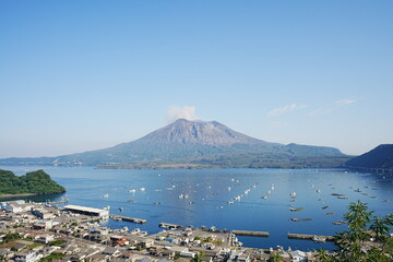 Fototapeta na wymiar Sakurajima Volcano Mountain in Kagoshima, Japan - 日本 鹿児島 桜島 