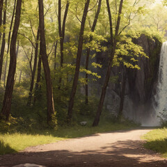 the forrest and the waterfall