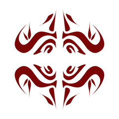 Maroon color tribal design illustration. Perfect for tattoos, stickers, icons, logos, hats, wallpaper elements