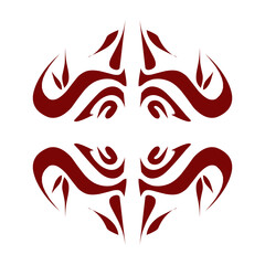 Maroon color tribal design illustration. Perfect for tattoos, stickers, icons, logos, hats, wallpaper elements