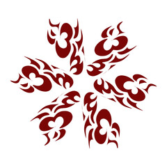 Maroon color tribal design illustration. Perfect for tattoos, stickers, icons, logos, hats, wallpaper elements