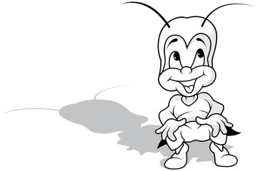 Drawing of a Cricket Sitting on the Ground