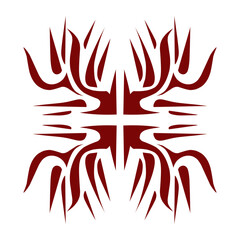 Maroon color tribal design illustration. Perfect for tattoos, stickers, icons, logos, hats, wallpaper elements