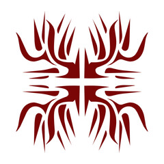 Maroon color tribal design illustration. Perfect for tattoos, stickers, icons, logos, hats, wallpaper elements