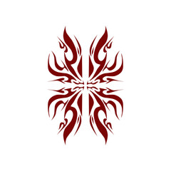 Maroon color tribal design illustration. Perfect for tattoos, stickers, icons, logos, hats, wallpaper elements