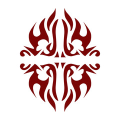 Maroon color tribal design illustration. Perfect for tattoos, stickers, icons, logos, hats, wallpaper elements