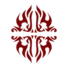 Maroon color tribal design illustration. Perfect for tattoos, stickers, icons, logos, hats, wallpaper elements