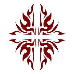 Maroon color tribal design illustration. Perfect for tattoos, stickers, icons, logos, hats, wallpaper elements