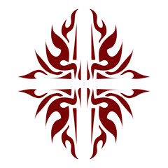 Maroon color tribal design illustration. Perfect for tattoos, stickers, icons, logos, hats, wallpaper elements