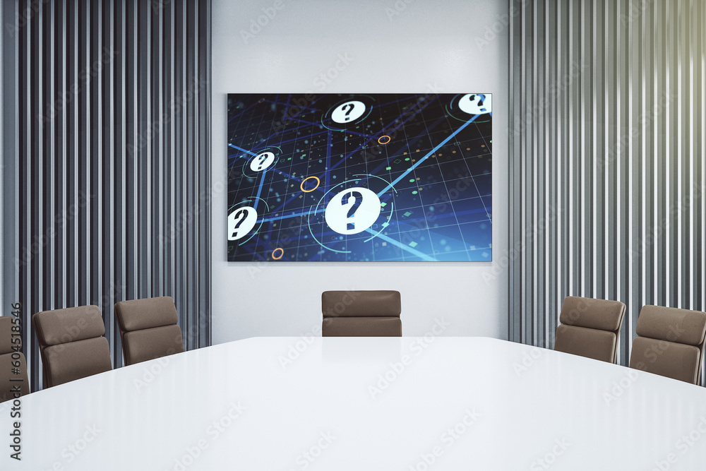 Aufkleber creative concept of question mark illustration on presentation screen in a modern conference room. f