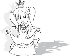 Drawing of a Standing Princess in a Long Dress