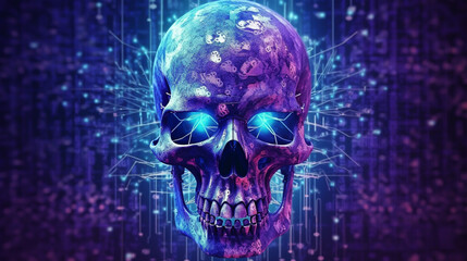 cyber criminal computer hacking skull motifs style Generative Ai