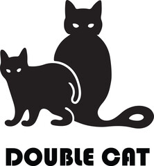 Double Cat In Negative Space Logo Vector File