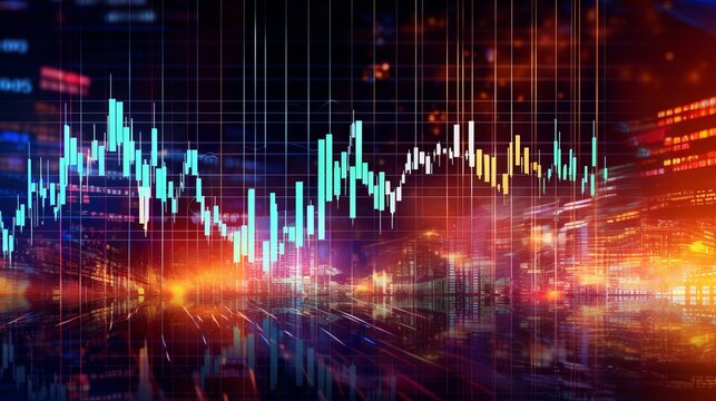 Stock market trading chart on tech background generative ai