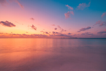 Sea sand sky closeup, sunset colors clouds horizon peaceful seascape panoramic banner....