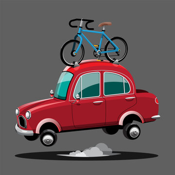 Tourists are equipped with equipment to carry bicycles on their cars to go on a scenic ride at tourist attractions.