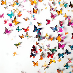 butterflies on white background created with Generative Ai technology