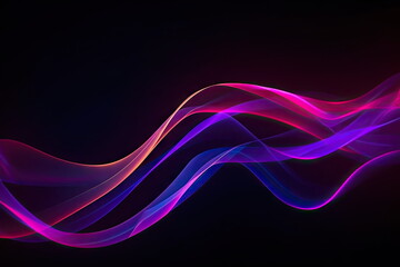 abstract background, colorful neon wavy ribbons, glowing in ultraviolet spectrum light