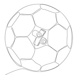 Obraz premium One continuous line of Football Ball with Percentage Sign. Thin Line Illustration vector concept. Contour Drawing Creative ideas.