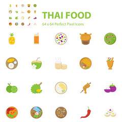 Fototapeta na wymiar set of thai food icons, spicy, restaurant,