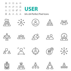 set of user icons, group, member, person
