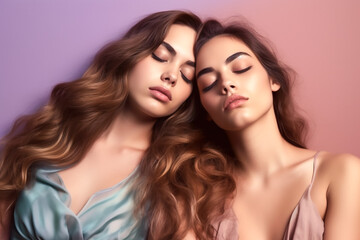 Zwei Frauen schlafen KI
