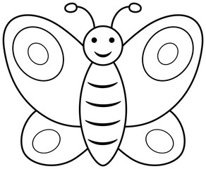 Butterfly outline clipart. Coloring book page for children. 