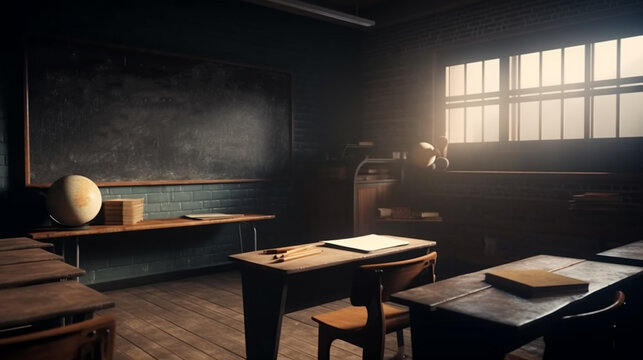 Classroom with a classboard. Generative Ai