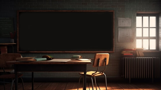 Classroom with a classboard. Generative Ai