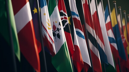 Flags of many countries. Generative Ai