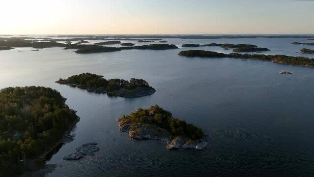 Aerial view of the archipelago of south-west Finland in summer