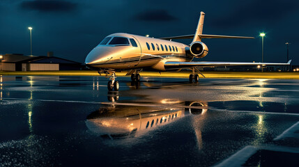 Luxorious Business Jet in Hangar Generative AI - obrazy, fototapety, plakaty