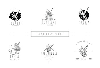 Line Art Modern Minimalist Flower Logo Design Pack