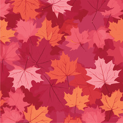 Fototapeta na wymiar seamless pattern of hue red maple in realistic and colorful style.